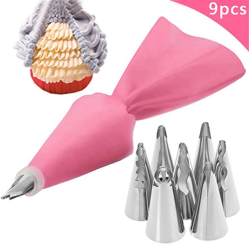 Wedding Russian Nozzles Pastry Puff Skirt Icing Piping Nozzles Pastry Decorating Tips Cake Cupcake Decorator Tool 9pcs 9PCS2