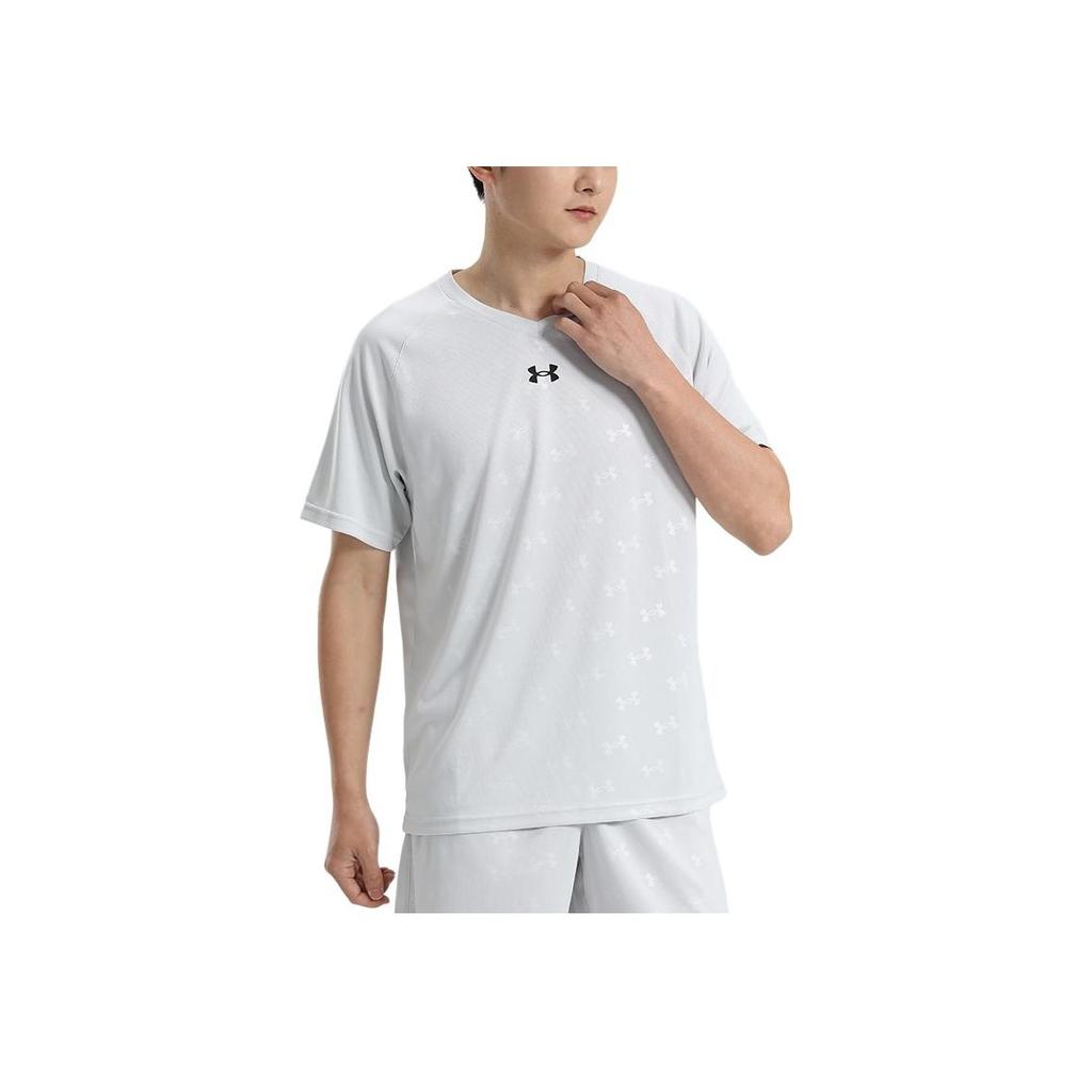 Under Armour Loose Fit V-Neck Short Sleeve T-Shirt Unisex Tops Light-Gray 21500531-009
