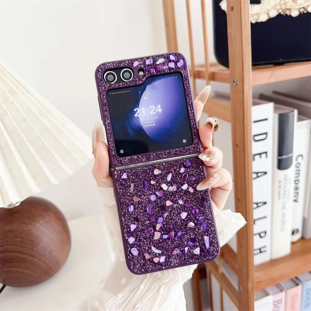 Luxury Rhinestone Glitter Sequins Trim Soft TPU Frame Phone Case for Samsung Galaxy Z Flip 6 Z Flip5 4 3 Shockproof Back Cover