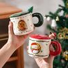 Creative Christmas Ceramic Cup With Lid Household Cute Couple Water Cup High Value Gift Souvenir