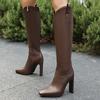 Fashion Women's Knee High Boots Sexy Point Toe Winter Shoes Black White Gold Heeled Long Boot Ladies Party Dance Shoes Large Size 45 48