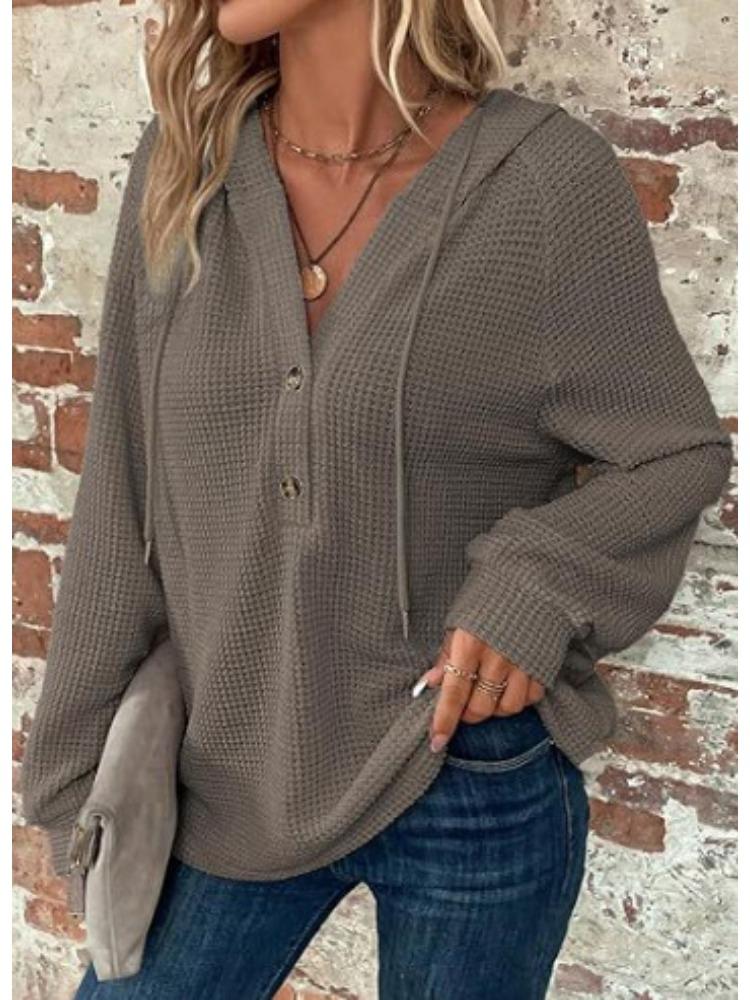 Oversized Hooded Sweatshirt with Button Front in Multiple Colors
