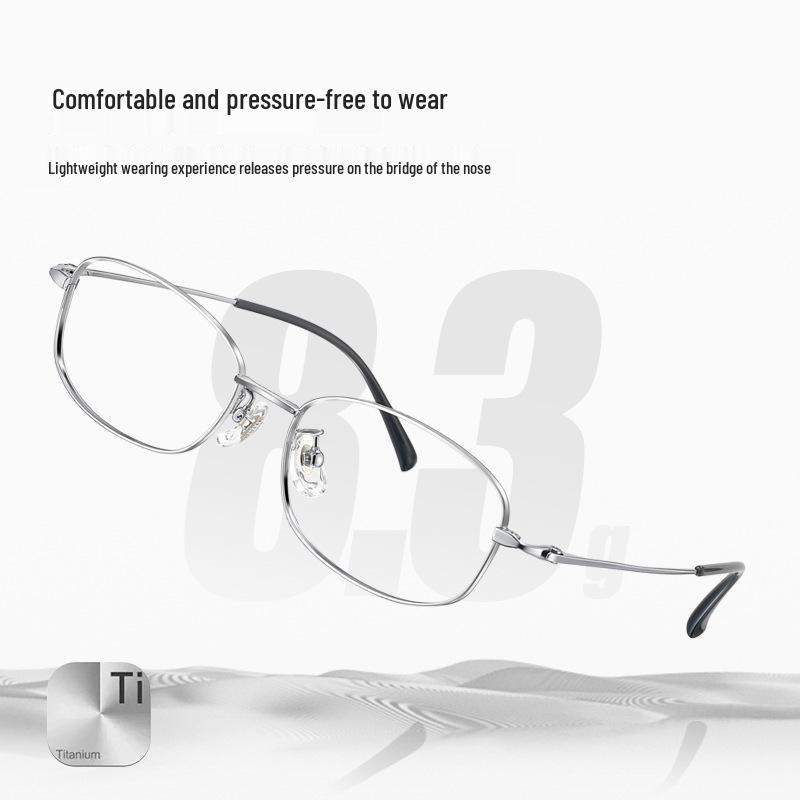 High-Intelligence Silver Ultralight Pure Titanium Narrow Eyeglasses for Women, Square/Round Face, Model 8933