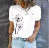 High quality loose and comfortable short-sleeved top summer trend casual women's T-shirt fashion simple dandelion print T