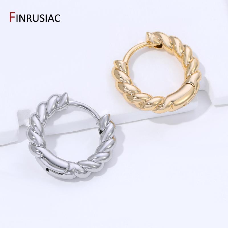 14K Gold Plated Brass Round Hoop Earring For Women Girls Fashion Circle Ring Earrings  Wedding Party Gifts