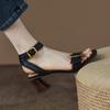 Summer New Thick Heel Retro Peep-toe Sandals Women's Summer Roman All-matching High-heeled 6cm Women's Sandals Shoes D164