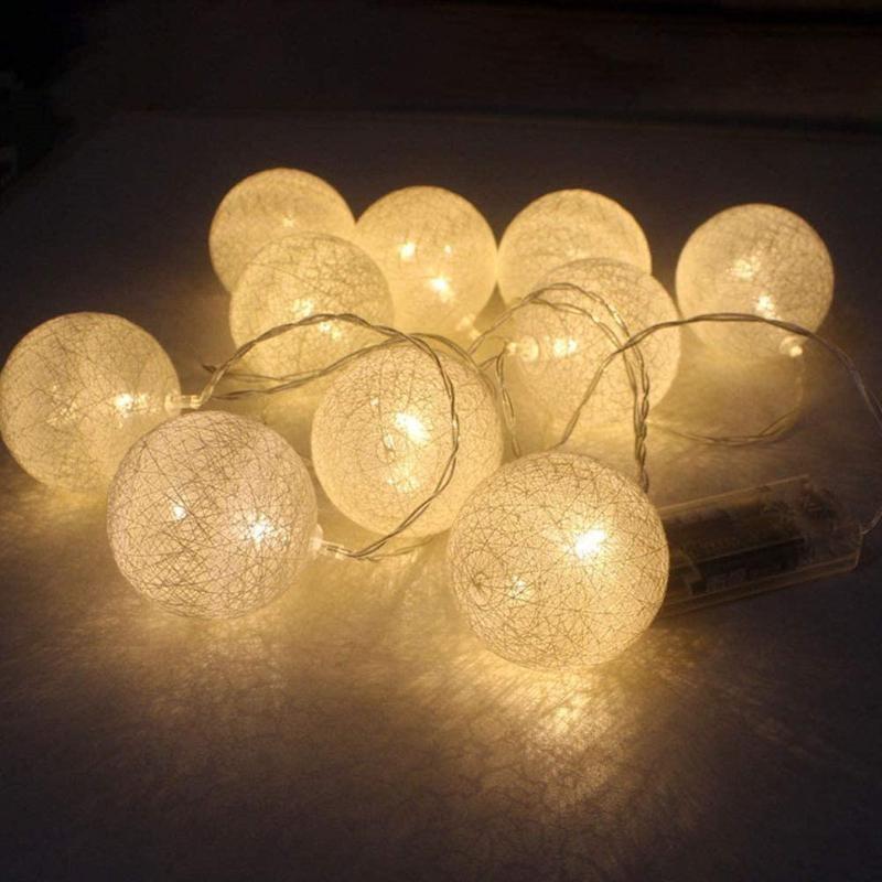3M 20 LEDS Girlandy z bavlněných koulí Víla světla Řetěz Vánoční dekorace Venkovní zahradní světla Uliční girlandy Novoroční dárky