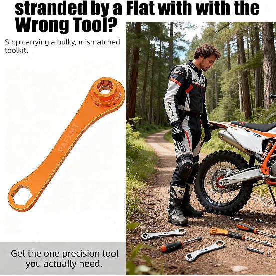 Orange Aluminum Axle Wrench Removal Tool,17X27X32mm Axle Wrench Spanner Compatible with KTM 150-500 XC/SX/XCF/SXF 2023-2024,Compatible with Husqvarna
