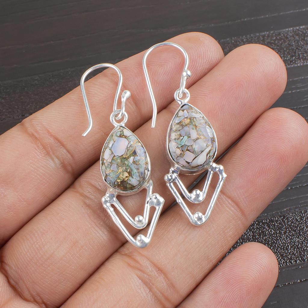 Cercei Opal Etiopian Cupru Argint Sterling Solid 925, Bijuterii Cercei cu Pietre Prețioase Lucrate Manual, Cadouri Pentru Soție Cercei Noi