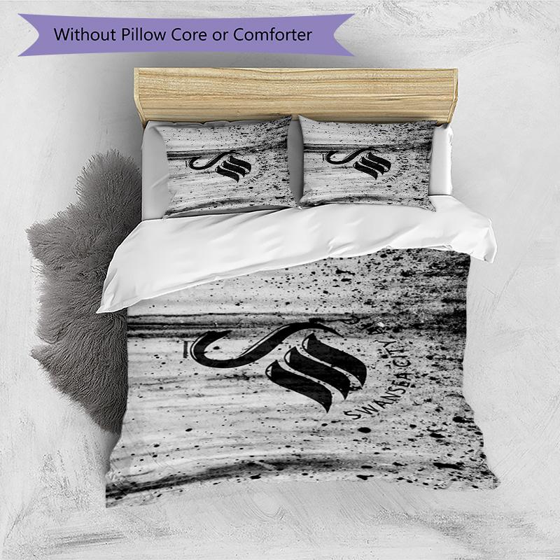 Set Copripiumino con Stampa Swansea City A.F.C. – include 1 copripiumino e 2 federe coordinate Arredo camera da letto Regali di Natale