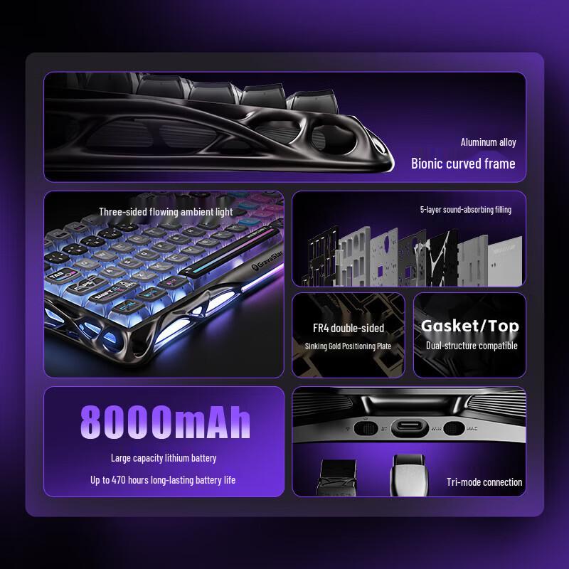 GravaStar K1 PRO 75-Key Tri-Mode Custom Mechanical Keyboard & M1 Gaming Mouse Set