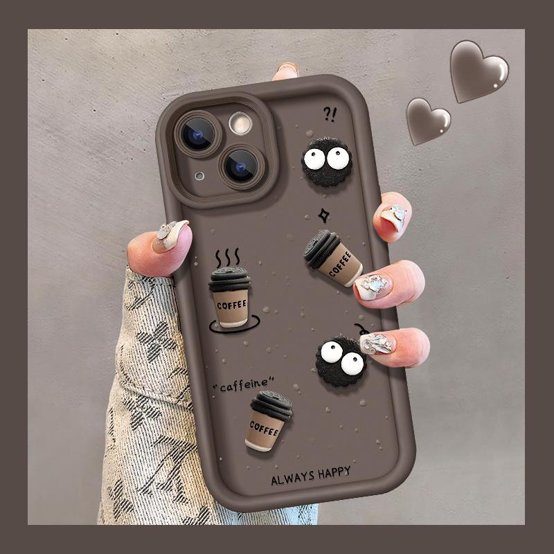 Applicable To Apple 14promax Mobile Phone Case New IPhone 15/13 Frosted Silicone 12 Coffee Briquette Doll