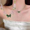 Dulce y Fresco Viento Verde Cambio Gradual Mariposa Circonita Flecos Collar Femenino Atmósfera Nuevo Nicho Temperamento Cadena Clavícula Accesorios