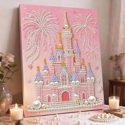Kit de Pintura 5D DIY con Perlas Artificiales Castillo Mariposa Océano Girasol Kit de Arte con Perlas de Plástico para Adultos Principiantes Artesanía de Arte con Gemas para Regalo Decoración de Pared del Hogar