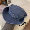 Adjustable Western Cowboy Hat Wide Brim Bucket Hat Vintage Outdoor Sun Hat  with String