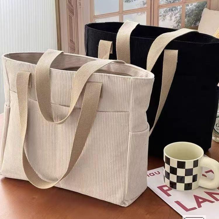 Large Capacity Corduroy Tote: Autumn/Winter 2025 Versatile Commuter Shoulder & Crossbody Bag
