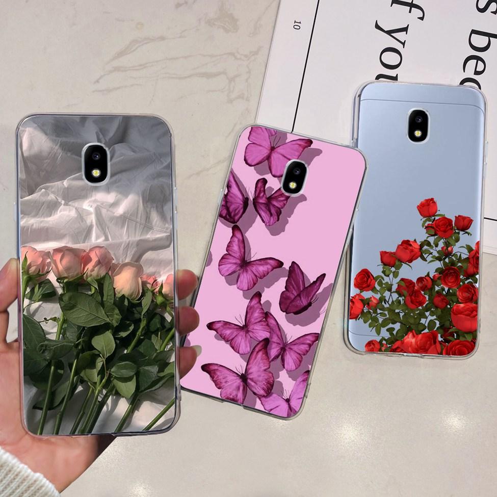 Case For Samsung J3 J5 J7 2017 Cover Cute Cartoon Cat Fashion Flowers Back Cover For Samsung Galaxy J7 2017 Phone Case