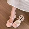 Summer Fashion Thick Heel Floral Sandals Women Butterfly-knot Gladiator Party Dress Shoes Zapatos De Mujer