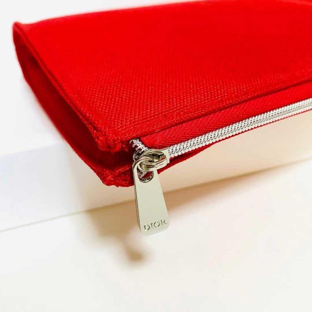 Dior Beauty Cute Makeup Cute Accessory Case Pouch, Pouch, Red, Slim, Makeup, Cosmetics, [Used]