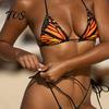 Adjustable Swimwear Women Butterfly Print Bikini Set, Halter Tie Top & Side Thong, Sexy Triangle Swimsuit Two Piece Swimsuit, Beach Bathing