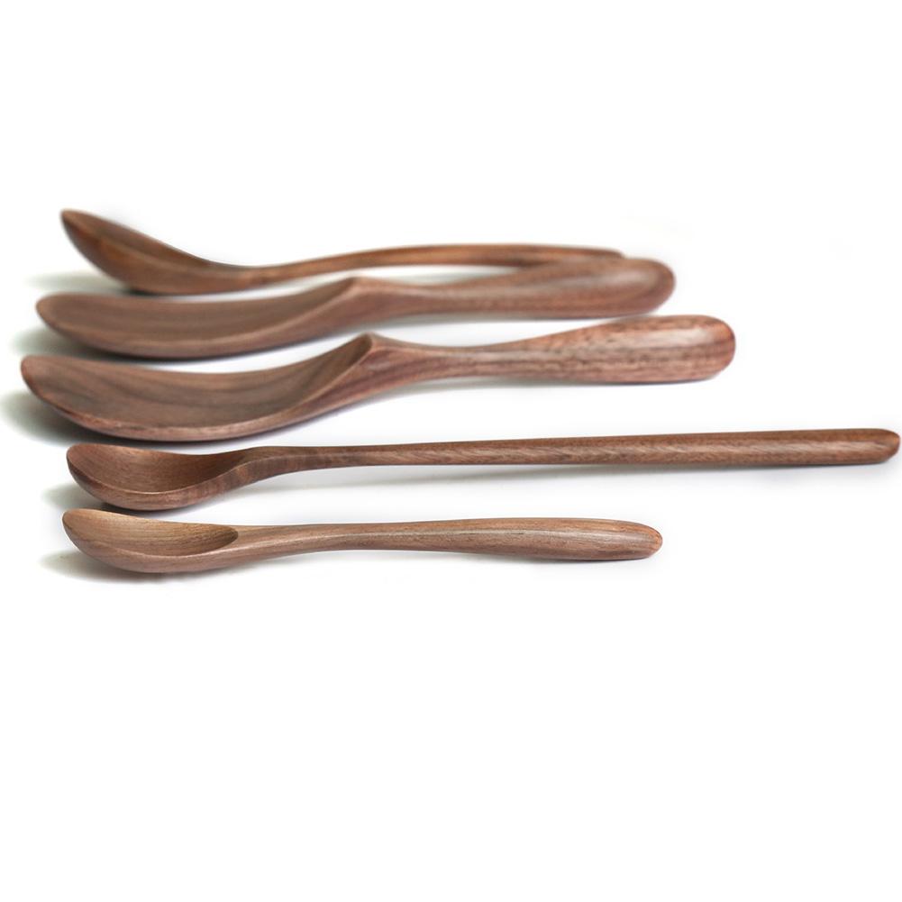 Black Walnut Wooden Spoon Tableware Honey Coffee Soup Spoon