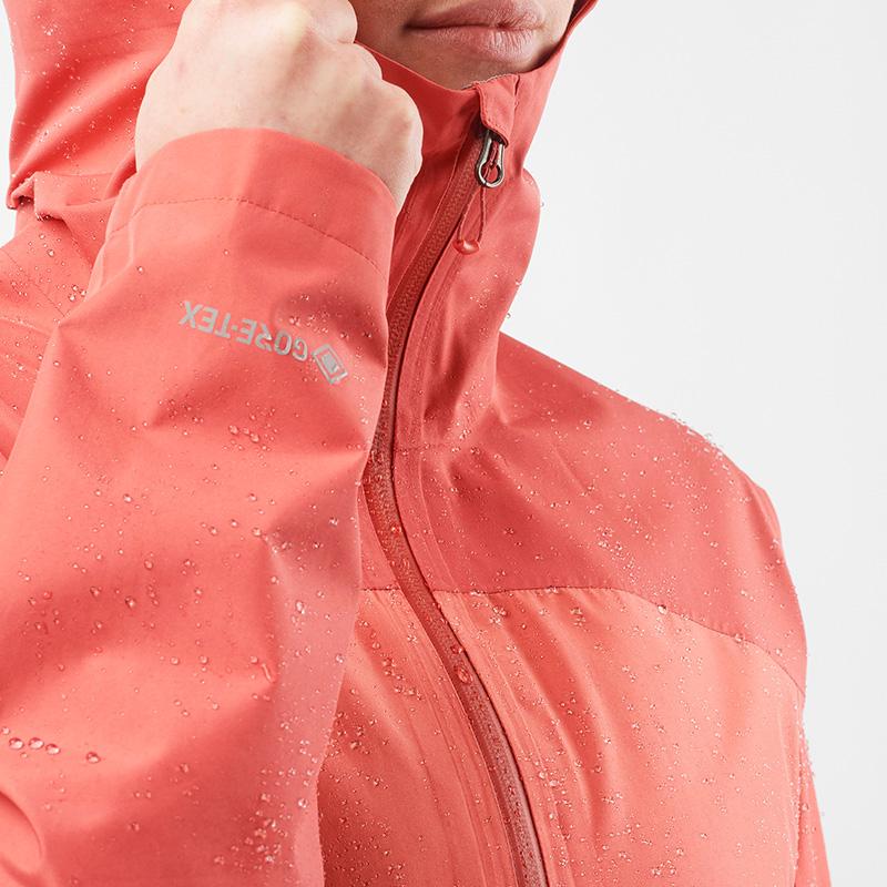 Salomon Outline Shell Solid Color Hooded Jacket Waterproof Breathable Water-Repellent Jacket Women Jacket Mineral-Red LC2111000