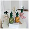New Personalized Pineapple Shape Women's Messenger Bags Small Fresh Teenager Girl Single Shoulder Bag Foreign Flavour Woven Rivet Lock Chain Round Bag