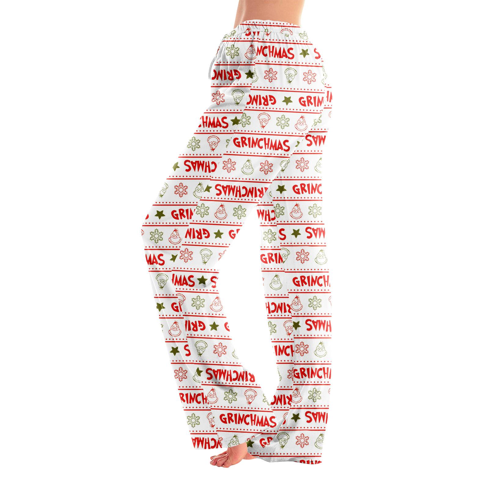 

Pajama Pants Sleepwear Casual Drawstring Elastic Waist Pants Comfy Straight Yoga Loose Trousers L