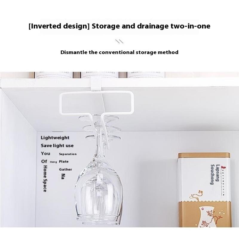 No Drilling Metal Wine Glass Holder - Stemware Rack For Under Cabinet Storage Kitchen Organization Kitchen/Bar Storage Supplies