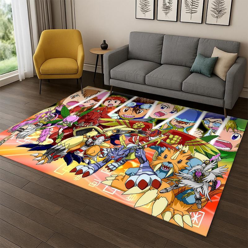 3D Digimon Adventure Angewomon Agumon Cartoon Carpet Rug for Bedroom Living Room Sofa Doormat Home Decor,Kid Area Rug Non-slip