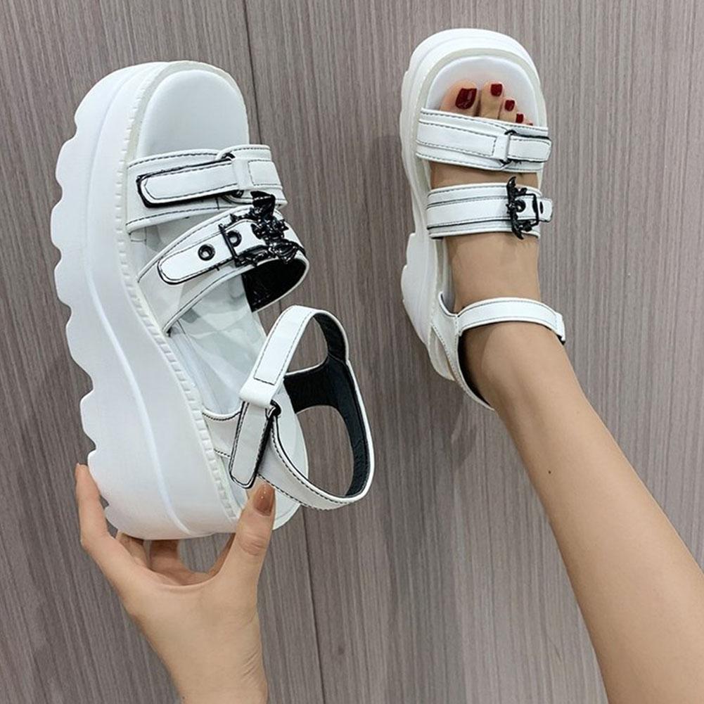 Mode INS Marke Herzschnalle Peeptoe Damen Sandalen Punk Goth Plateau Schuhe Mode Cool Lässig Bequem Freizeit Sommer