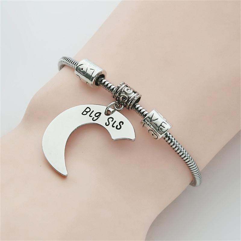 3pcs Zinc Alloy Adjustable Bracelets Gift for Best Friend Sisters Featuring Heart Shape Representing Big Middle Little Sis Love Theme