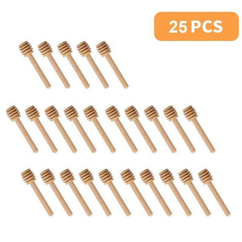 High Quality Honey Stir Bar Mixing Handle Jar Spoon Practical 100Pc Wood Dipper Honey Long Stick Supplies Honey Kitchen Tools
