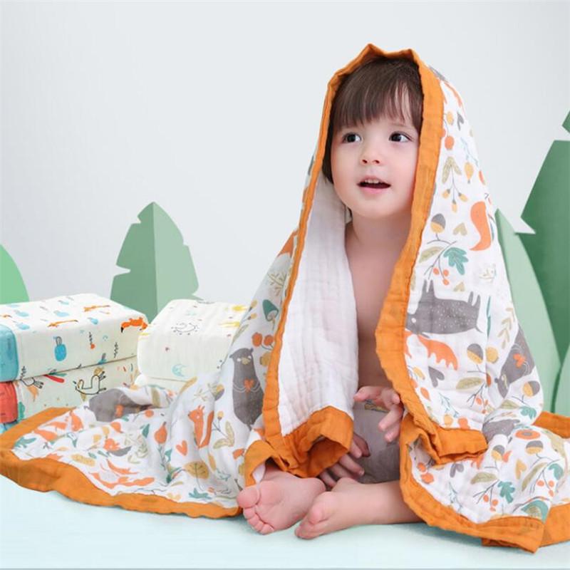 110x110cm 120x150cm Soft Breathable 6 Layer Muslin Cotton Baby Blanket Baby Sleeping Blanket