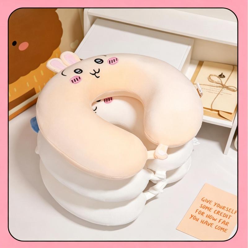 Cute Chiikawa Hachiware Usagi U-Shaped Neck Pillow Travel Pillow Soft Memory Foam Neck Support Cushion Gifts For Airplane Office