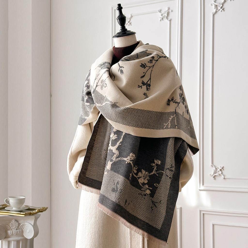 Luxury Autumn and Winter Cashmere Scarf Women New Warm Pashmina Blanket Poncho Scarves Fashion Print Shawl Thick Foulard Bufanda
