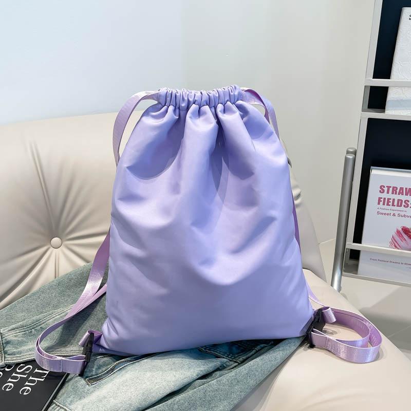 Schoolbag solid color Korean version drawstring retro versatile large capacity backpack female niche simple fashion personalized backpack