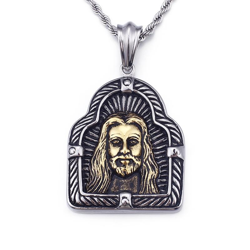 Personalized Mens Long Hair Jesus Necklace Pendant Necklace Accessories