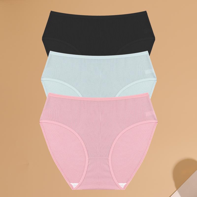 

FINETOO 3 шт. женские трусы со средней посадкой, сексуальное дышащее нижнее белье, высокие эластичные спортивные трусики для девочек, удобное однотонное нижнее белье XL&3pcs