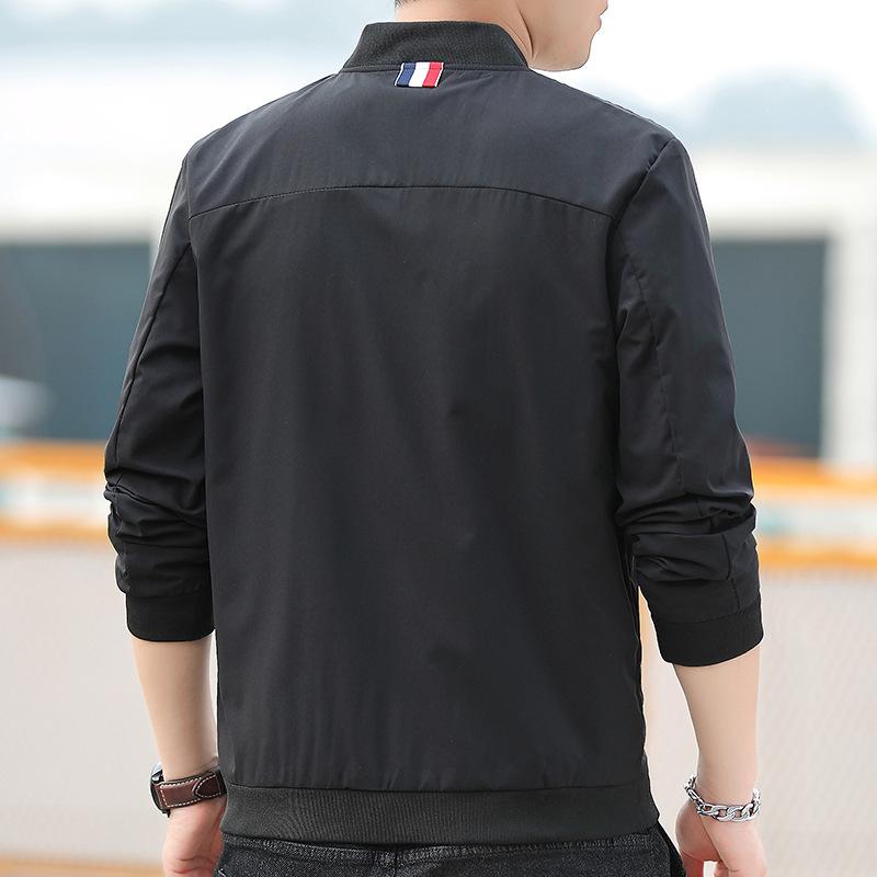 Men's Jacket Men's Baseball Collar Thin Jacket Closed Sleeve Casual All-Match Jacket Men's Thread Hem Autumn Top Pure