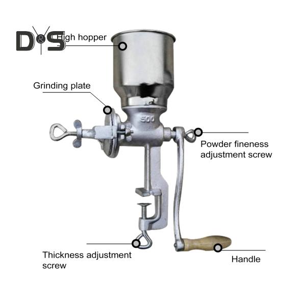 Manual Coffee Grinder Heavy Duty Hand Crank Grain Mill for Wheat Corn Pepper Cereals 3 Adjustable Grinding Sizes Removable Chamber Rust-Proof Hand