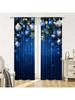 2pcs Festive Blue Christmas Ornament & Snowflake Pattern Curtains, Designed for Light Blocking, Premium Material, Suitable for C