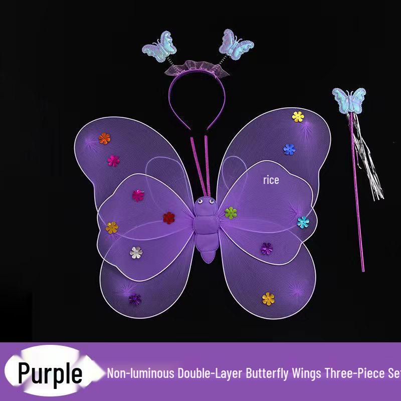 Girls' Luminous Butterfly Wings & Light-Up Fairy Wand Dress-Up Set