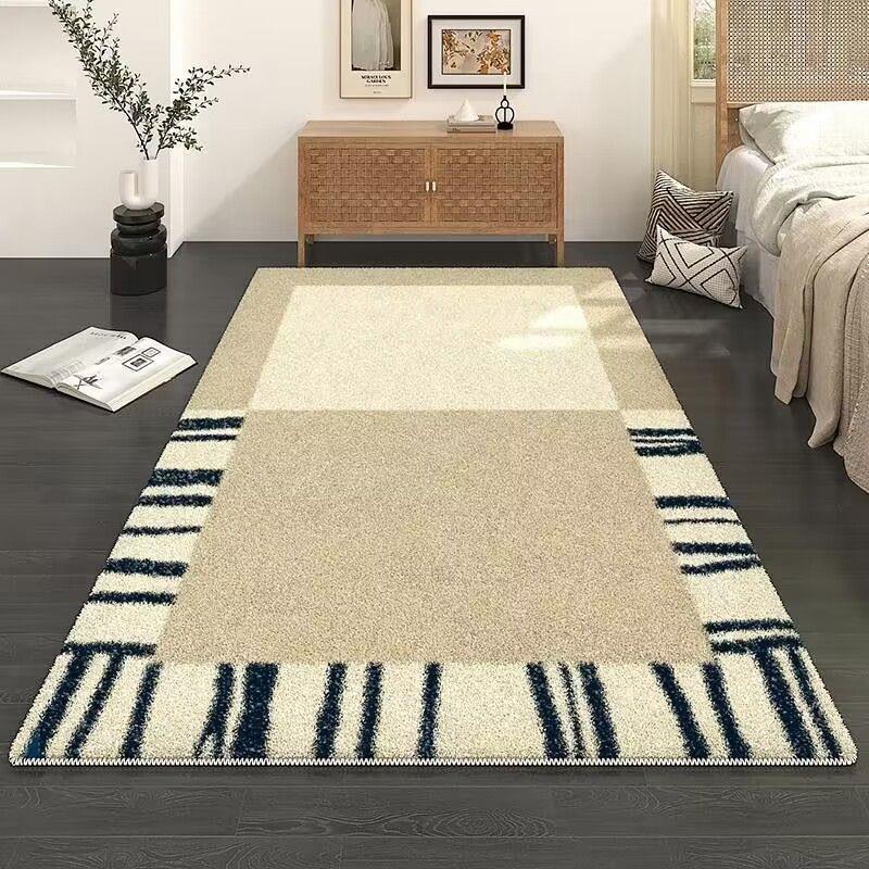 Washable Cream Wabi-Sabi Living Room Floor Mat - Irregular Style