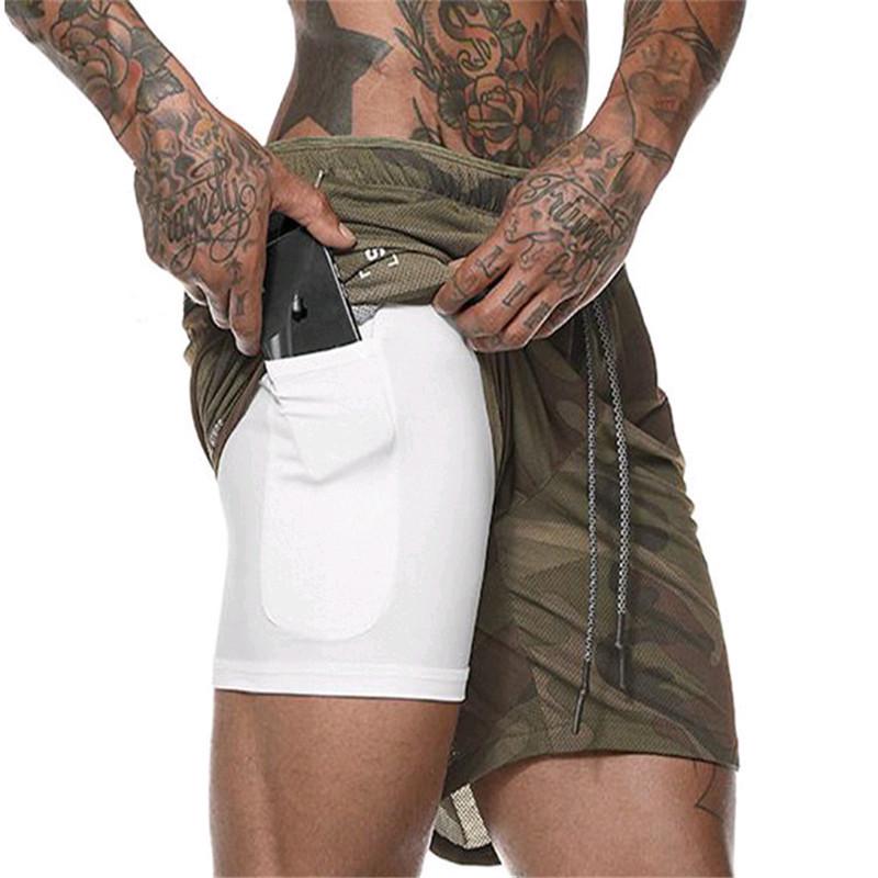 Men's Double-Layer Quick-Dry Sports Shorts for Fitness & Hiking