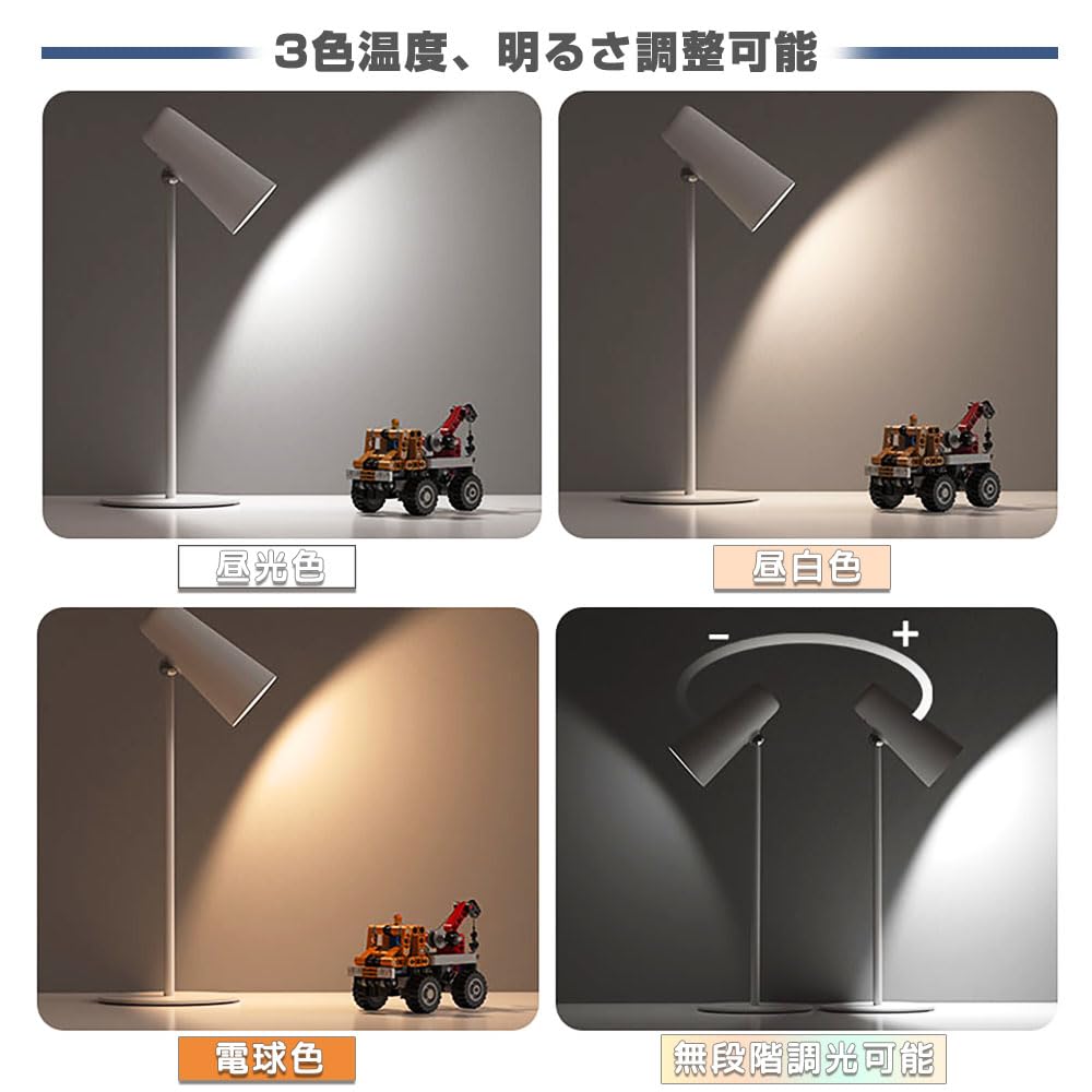 Stylish Rechargeable Desk Lamp with Ambient Lighting, Cordless, Multi-Purpose, Handheld or Wall-Mountable, 3 Brightness Settings, Simple LED Light