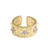 Light Luxury Brushed Zirconia Women's Open Ring - Retro Court Style Fashion