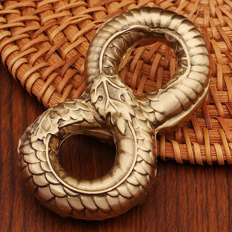 Brass Gold Snake Hand Handle Piece Exercise Finger Activity Metal Handicraft Decompression Artifact Pure Copper Ingot Snake Bronze Artifact