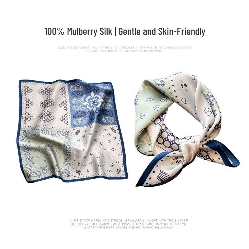 TXRMDX Paisley Silk Square Scarf 53x53 cm
