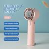 Mini Handheld High-speed Turbo Fan with Cold Compress and Portable Hooks 5 Speed Adjustable Type-C Rechargeable Air Cooling Fans
